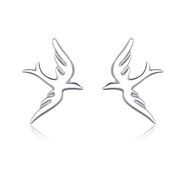 WOSTU Flower Heart Stud Earrings 100% 925 Sterling Silver Pearl Small Earrings For Women Wedding Engagement Jewelry Gifts