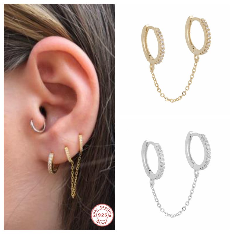C2C Mall 925 European Gothic Punk Handcuff chain stud Earrings