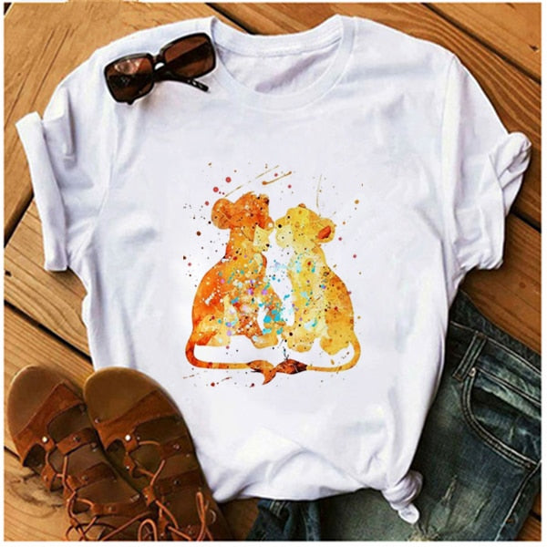 C2C Mall AOWOF Lion King Cartoon Print Ladies T-shirt
