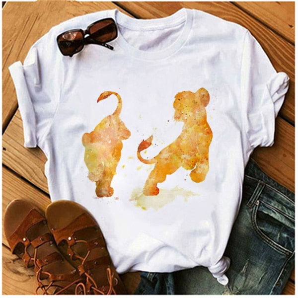 C2C Mall AOWOF Lion King Cartoon Print Ladies T-shirt