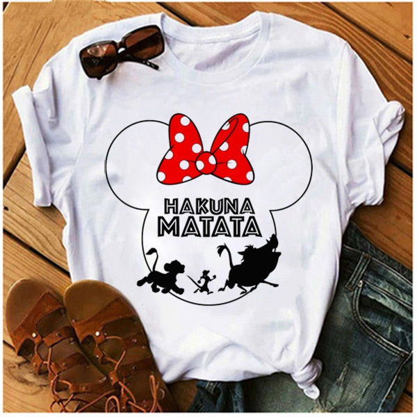 C2C Mall AOWOF Hakuna Matata Cartoon Print Ladies T-shirt