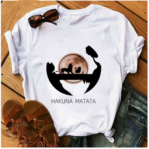 C2C Mall AOWOF Hakuna Matata Cartoon Print Ladies T-shirt