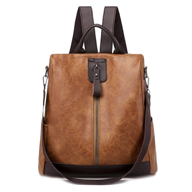 C2C Multifunction Ladies Leather Backpack Large Capacity