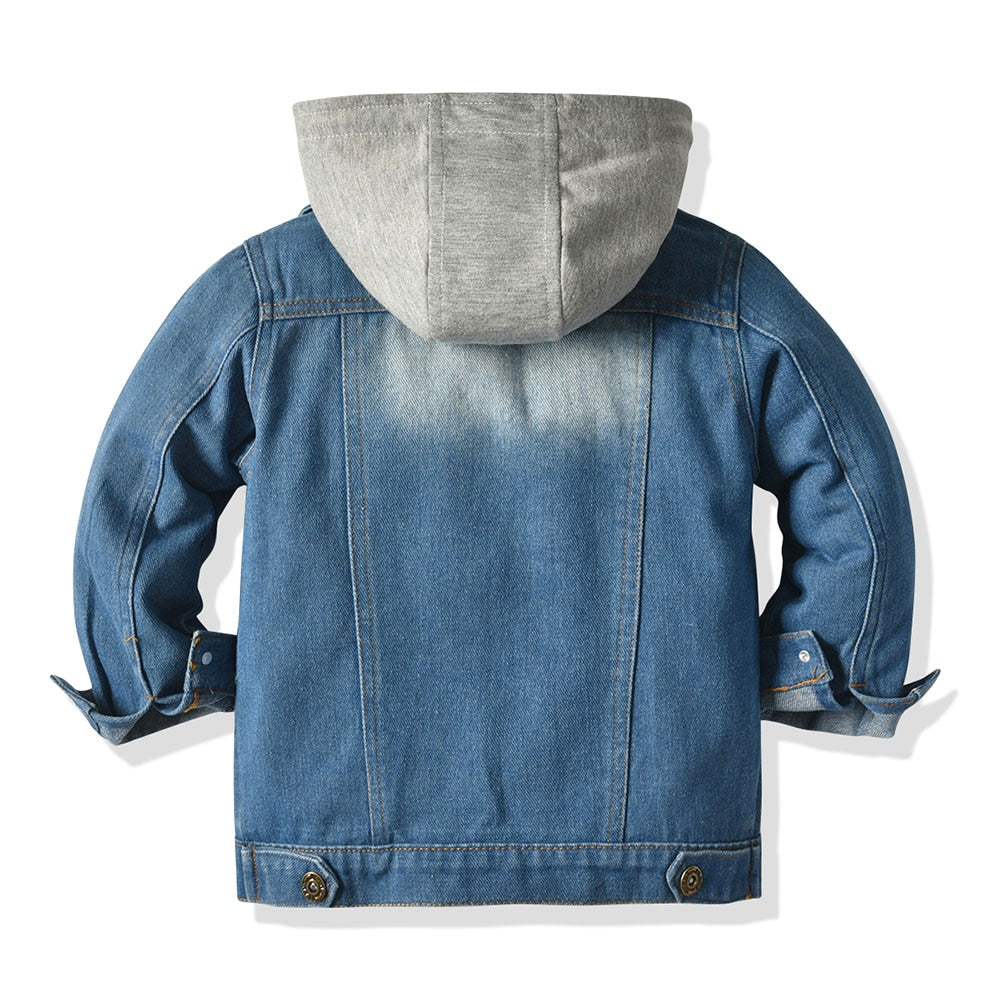 Winter Boys and Girls Full Sleeve Sporty Denim Zipped Hooded Jacket