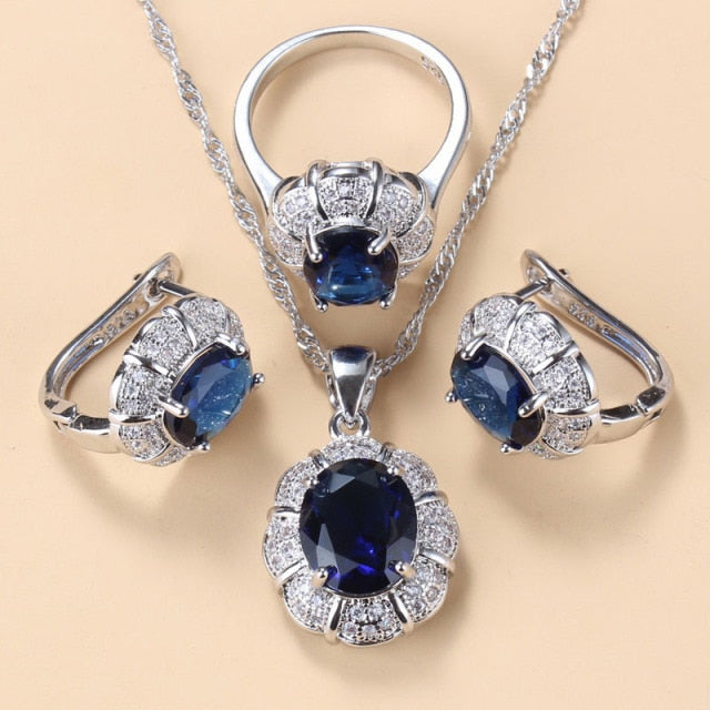 C2C Mall 925 Sterling Silver Trendy Necklace And Earrings Ladies Jewelry Sets