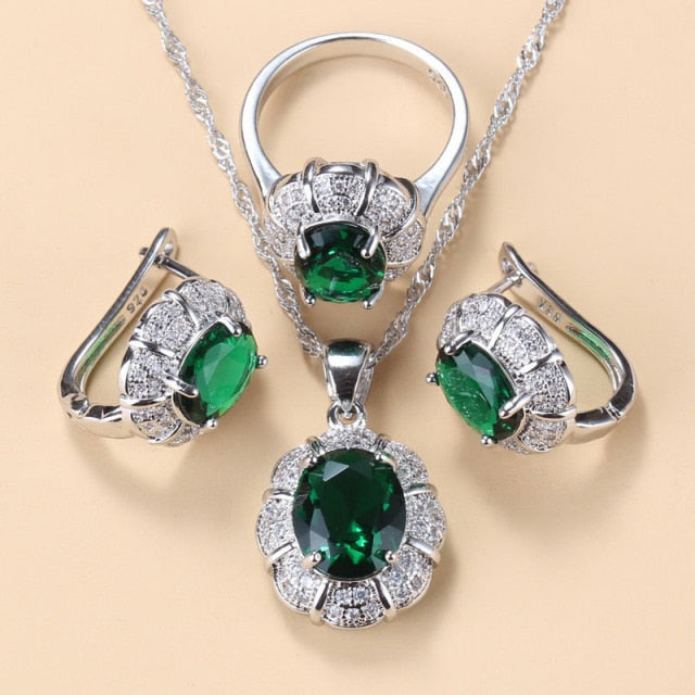 C2C Mall 925 Sterling Silver Trendy Necklace And Earrings Ladies Jewelry Sets