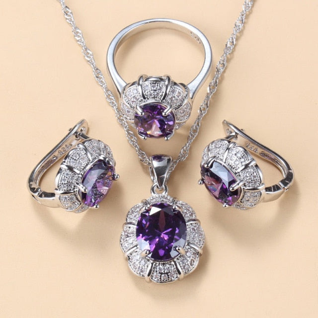 C2C Mall 925 Sterling Silver Trendy Necklace And Earrings Ladies Jewelry Sets