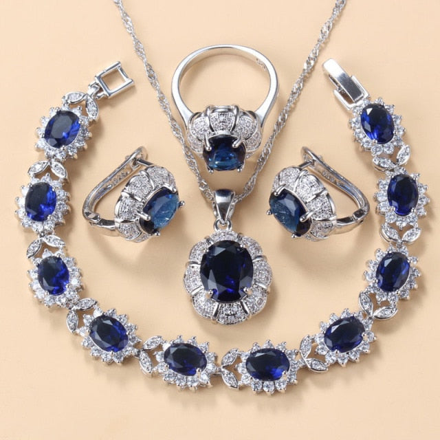 C2C Mall 925 Sterling Silver Trendy Necklace And Earrings Ladies Jewelry Sets