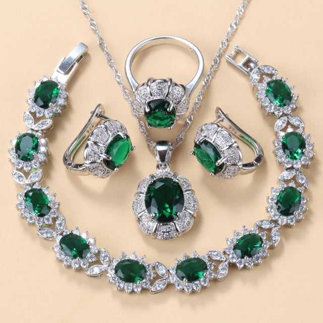 C2C Mall 925 Sterling Silver Trendy Necklace And Earrings Ladies Jewelry Sets
