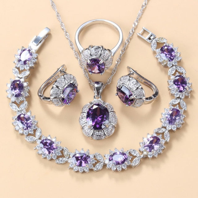 C2C Mall 925 Sterling Silver Trendy Necklace And Earrings Ladies Jewelry Sets