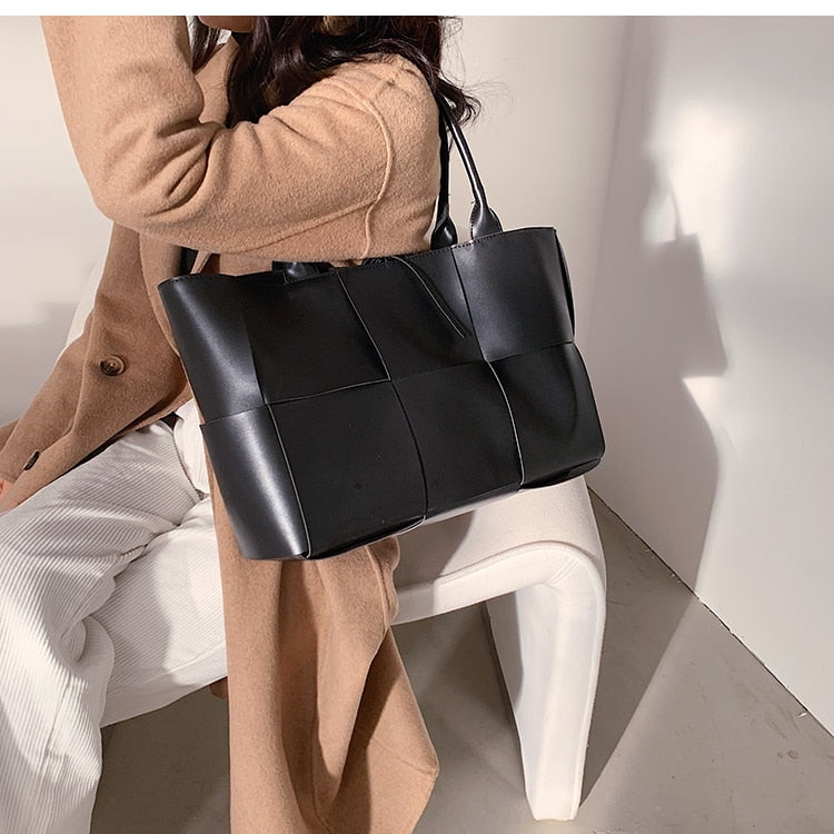 C2C Luxury Brand Large Weave Leather bag