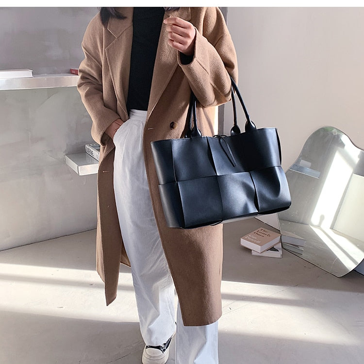 C2C Luxury Brand Large Weave Leather bag