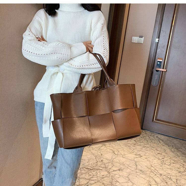 C2C Luxury Brand Large Weave Leather bag