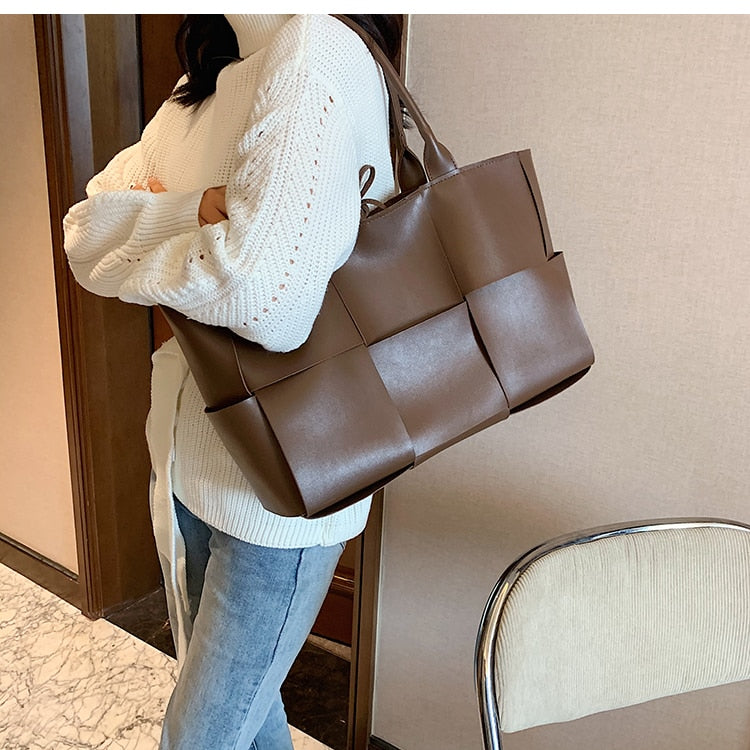 C2C Luxury Brand Large Weave Leather bag