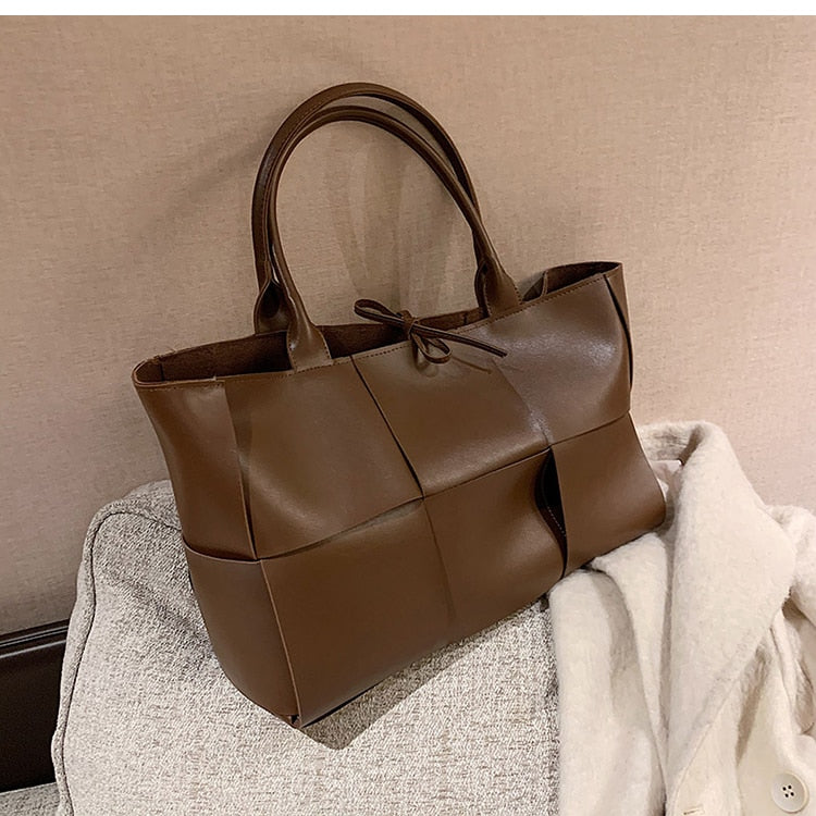 C2C Luxury Brand Large Weave Leather bag
