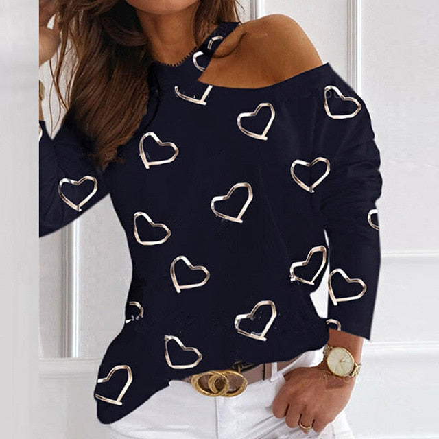 C2C Mall-Chiffon Elegant Halter Long Sleeve Off Shoulder Ladies Blouse