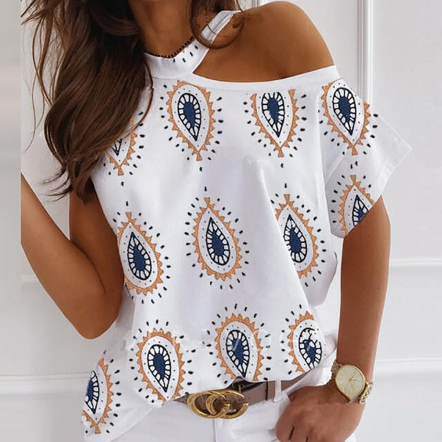 C2C Mall-Chiffon Elegant Halter Long Sleeve Off Shoulder Ladies Blouse