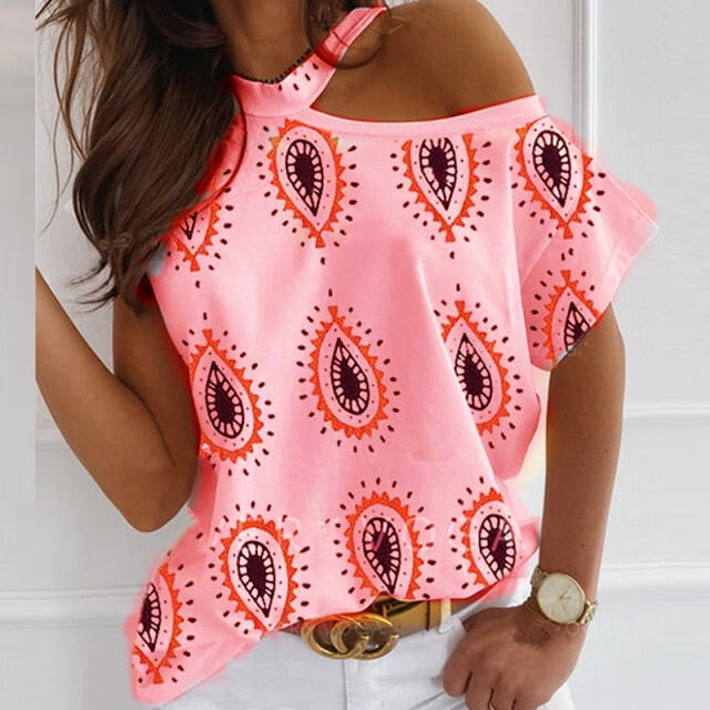 C2C Mall-Chiffon Elegant Halter Long Sleeve Off Shoulder Ladies Blouse
