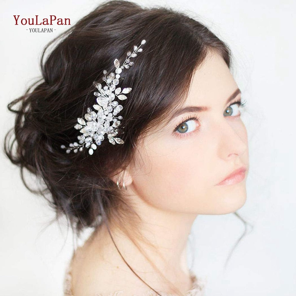 YouLaPan HP295 Flower Headband Crystal Pearls Women Tiara Bridal