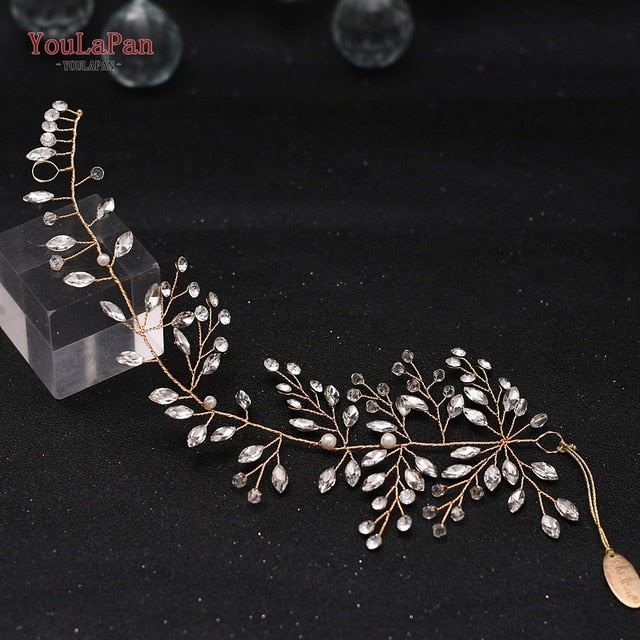YouLaPan HP295 Flower Headband Crystal Pearls Women Tiara Bridal