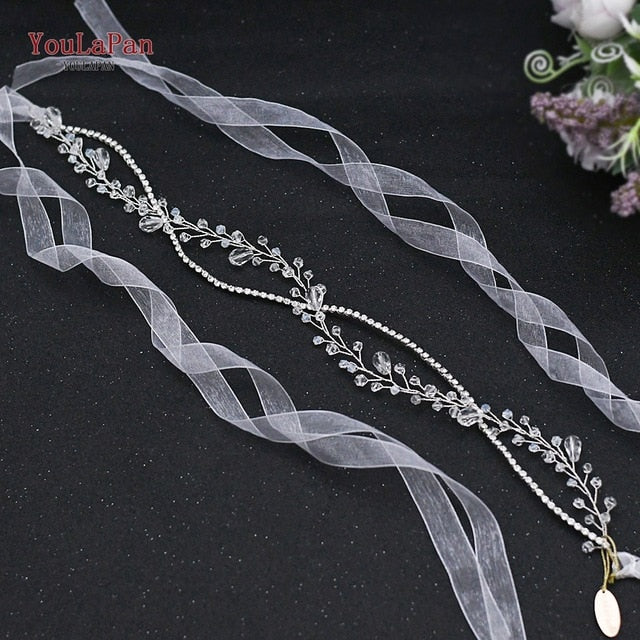 YouLaPan HP295 Flower Headband Crystal Pearls Women Tiara Bridal