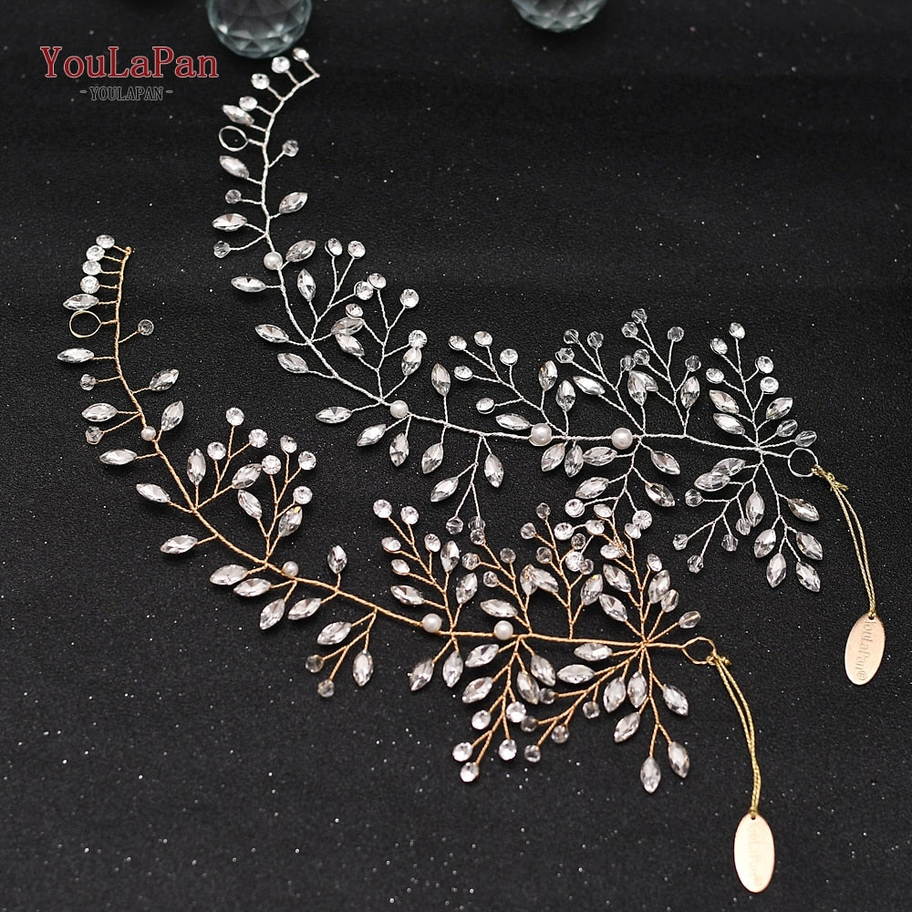 YouLaPan HP295 Flower Headband Crystal Pearls Women Tiara Bridal