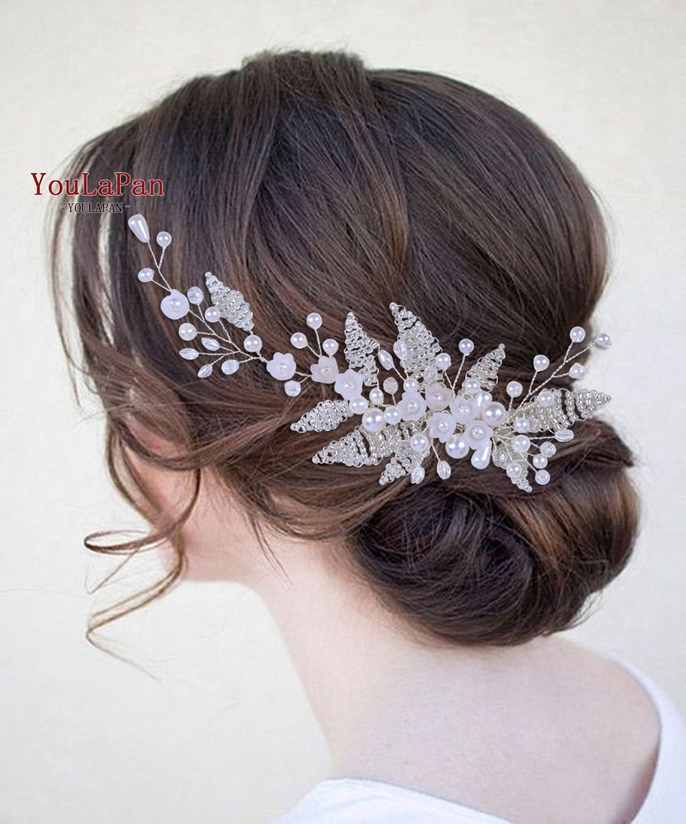 YouLaPan HP295 Flower Headband Crystal Pearls Women Tiara Bridal