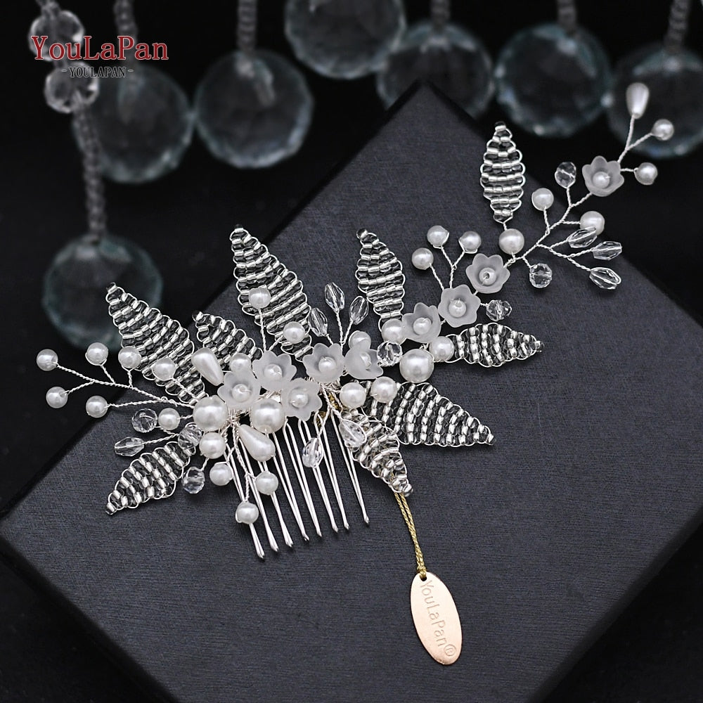 YouLaPan HP295 Flower Headband Crystal Pearls Women Tiara Bridal