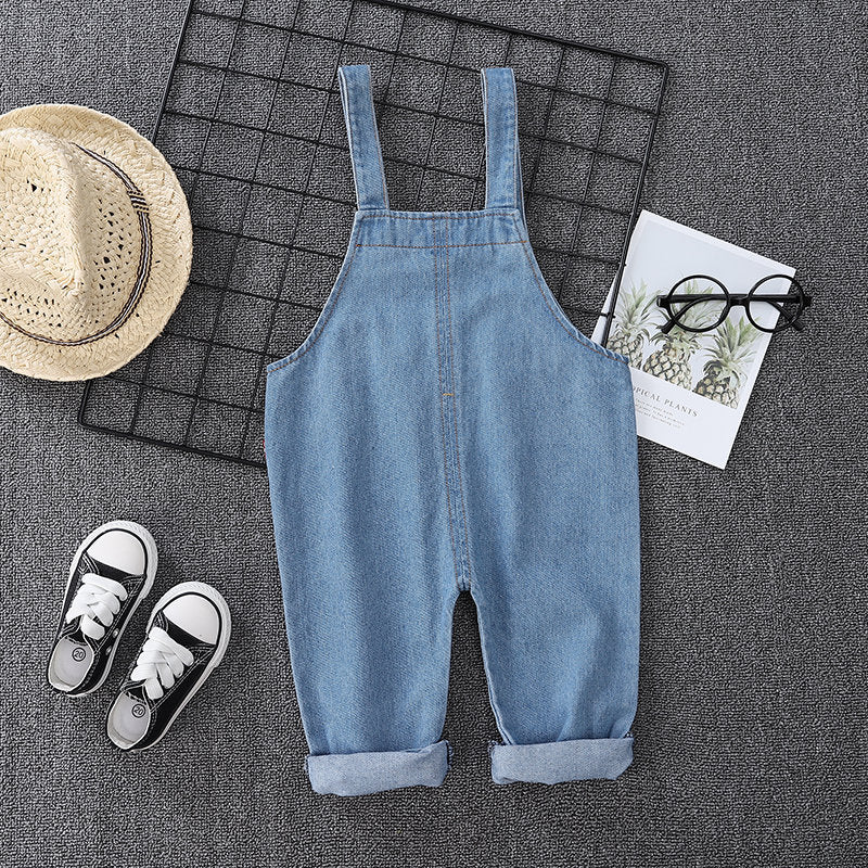 C2C Mall-Baby Boys and Girls Button Fly Cartoon Denim Overalls Pants