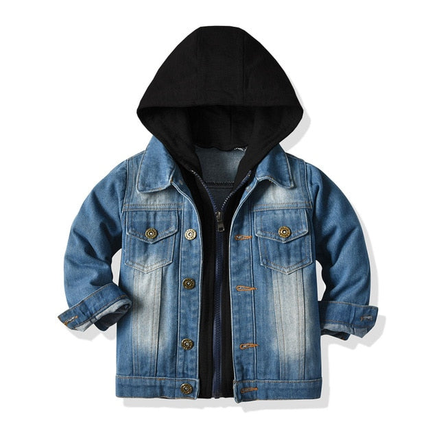 Winter Boys and Girls Full Sleeve Sporty Denim Zipped Hooded Jacket