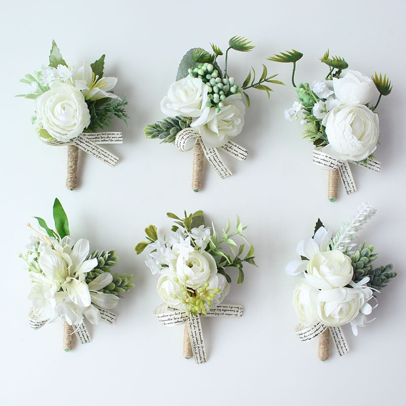 C2C Men Boutonniere Wedding Wrist Corsage Bracelet