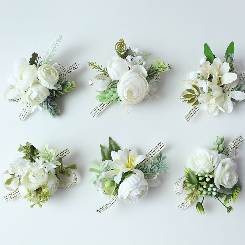 C2C Men Boutonniere Wedding Wrist Corsage Bracelet