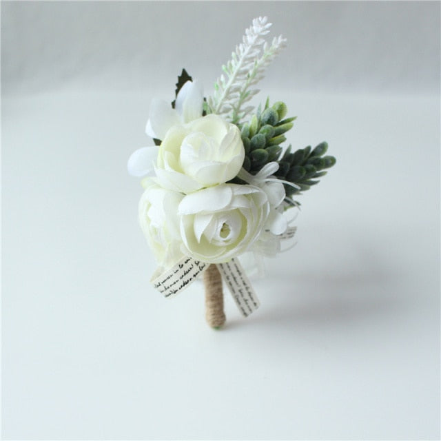 C2C Men Boutonniere Wedding Wrist Corsage Bracelet