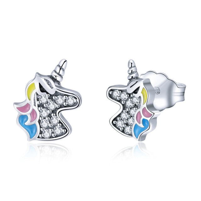 WOSTU Flower Heart Stud Earrings 100% 925 Sterling Silver Pearl Small Earrings For Women Wedding Engagement Jewelry Gifts