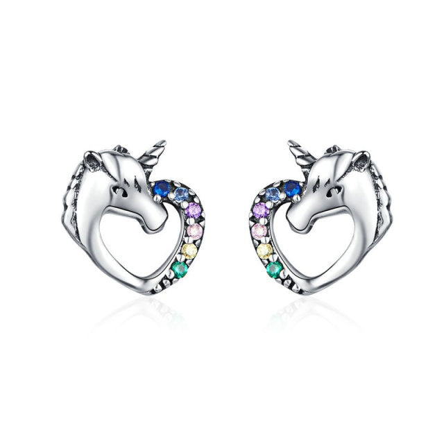WOSTU Flower Heart Stud Earrings 100% 925 Sterling Silver Pearl Small Earrings For Women Wedding Engagement Jewelry Gifts