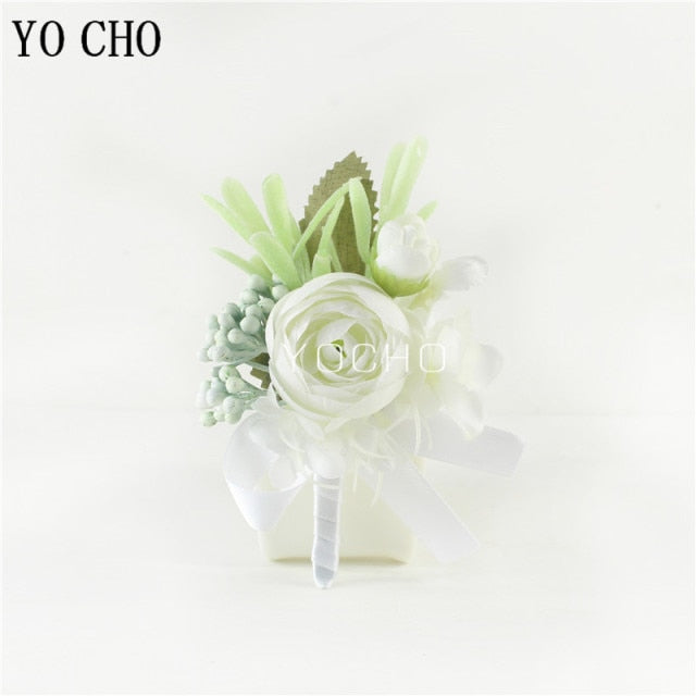 C2C Men Boutonniere Wedding Wrist Corsage Bracelet