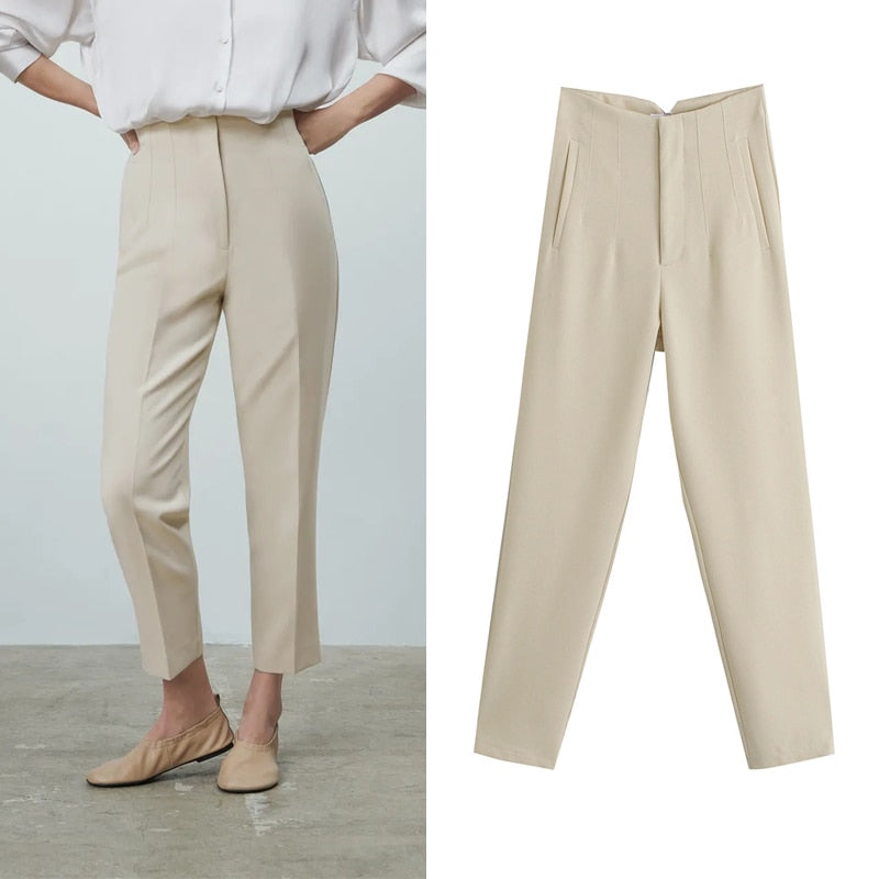 Za Spring Trouser High Waisted Ladies Fashion Pants