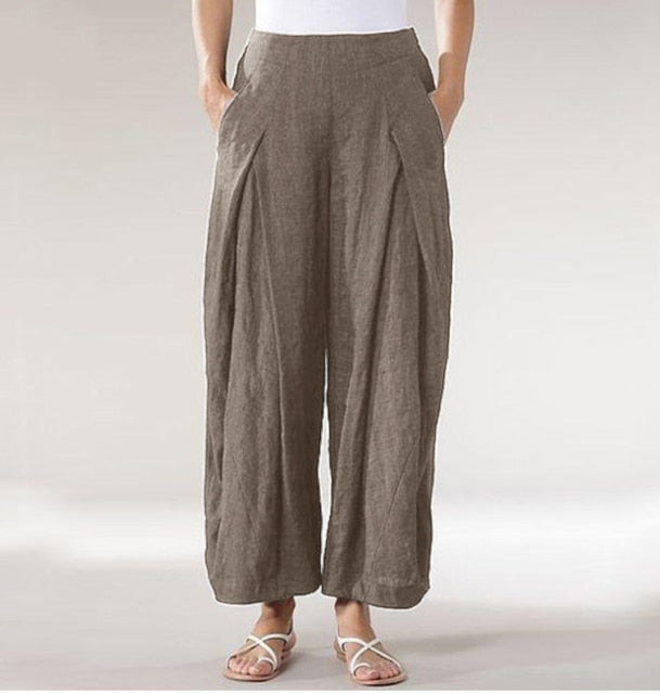 NASBAVI Casual Cotton Linen Loose Long Ladies Pants