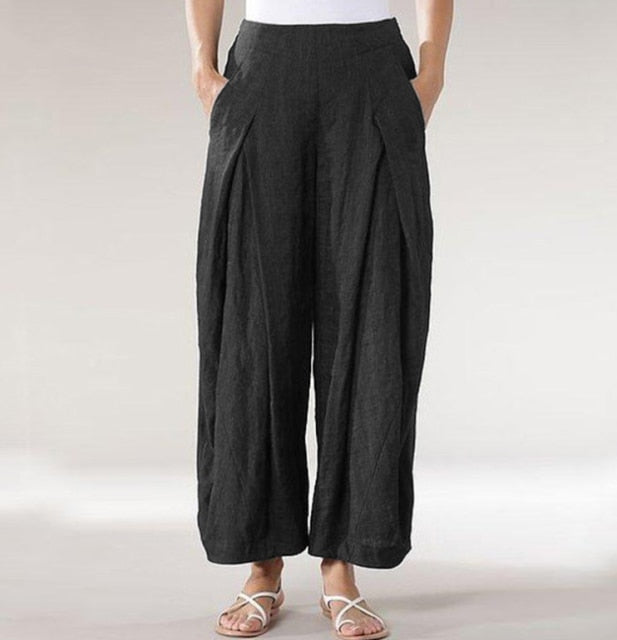 NASBAVI Casual Cotton Linen Loose Long Ladies Pants