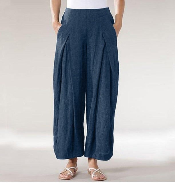 NASBAVI Casual Cotton Linen Loose Long Ladies Pants
