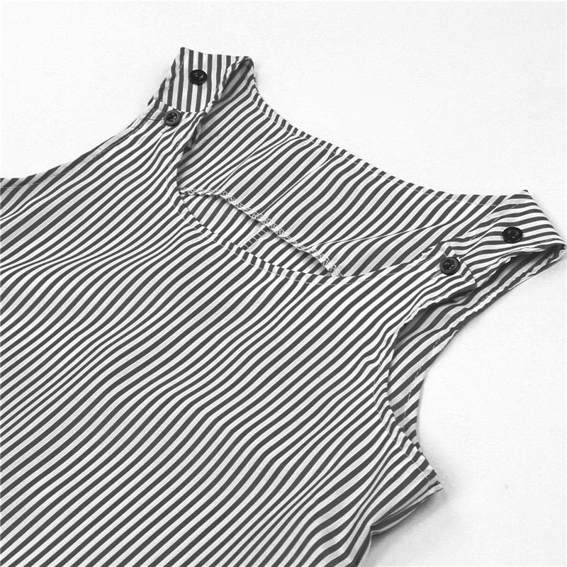 C2C Stripe Sleeveless & Loose Women Casual Short Mini Dress