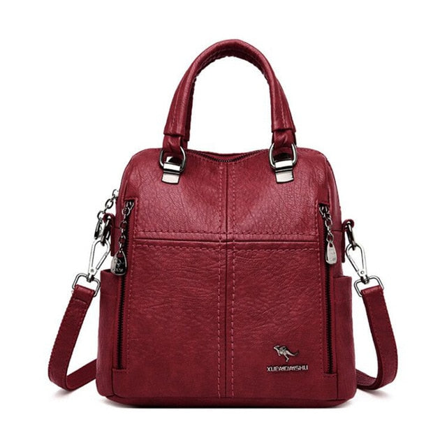 LANYIBAIGE Leather Multifunction Travel Backpack