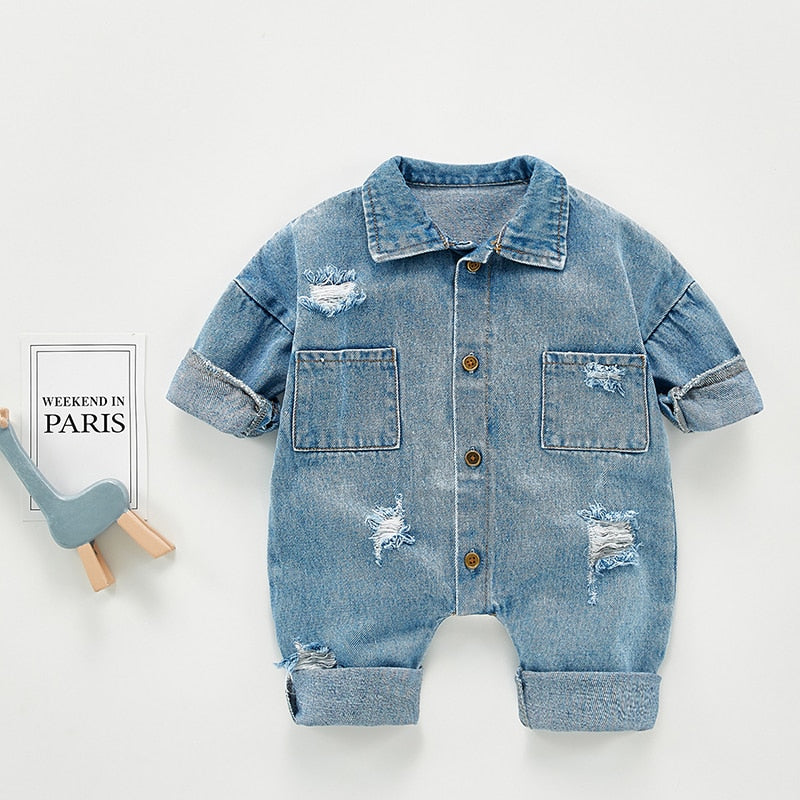 Newborn Baby Boy Denim Romper