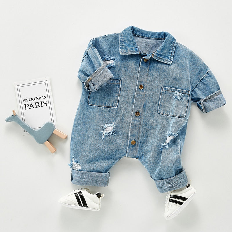 Newborn Baby Boy Denim Romper