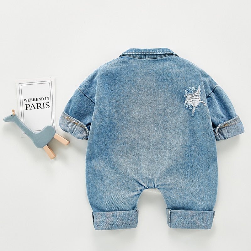 Newborn Baby Boy Denim Romper
