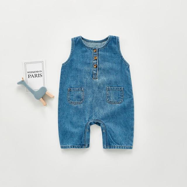 Newborn Baby Boy Denim Romper