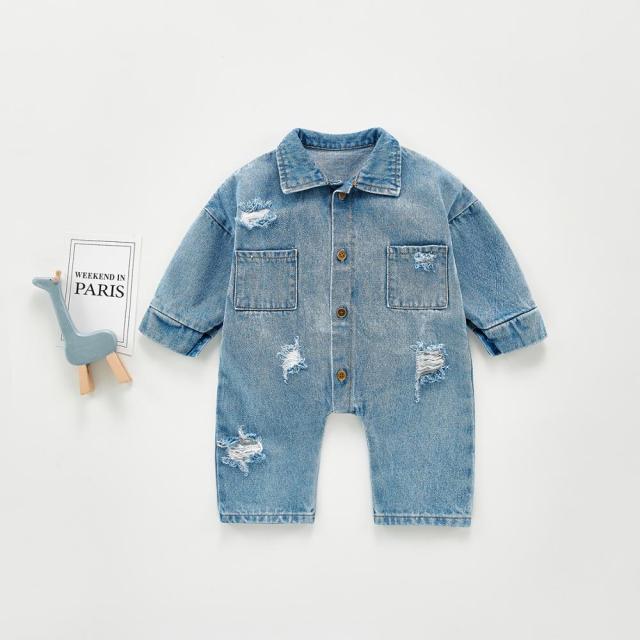 Newborn Baby Boy Denim Romper