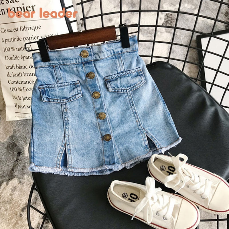 C2C Mall-Girl Denim Skirt Button Jeans Skirt