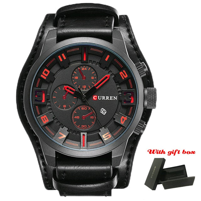 C2C CURREN Sport Military & Leather Strap Quartz Business Men Watch