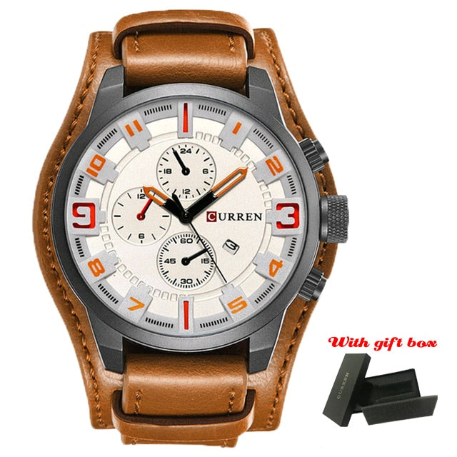 C2C CURREN Sport Military & Leather Strap Quartz Business Men Watch